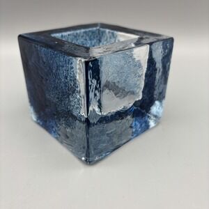 Kosta Boda Brick Blue‎ Swirl Votive, Glass